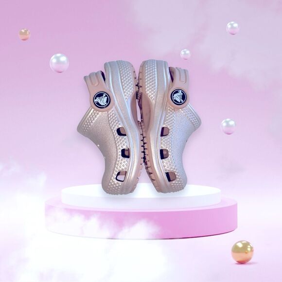 Crocs Clogs Classic Glitter Ballerina Coquette Rosegold Pink Infant Baby Size 5 - Picture 3 of 11